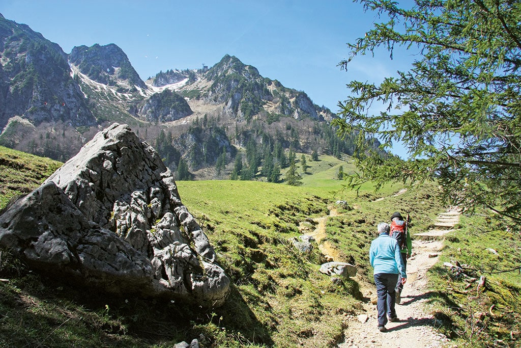 Wanderer auf Alpen-Wanderweg