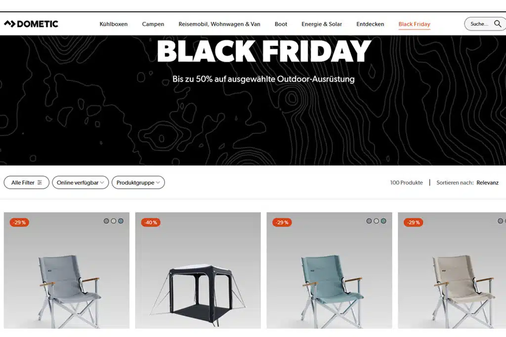 Screenshot Dometic-Webseite