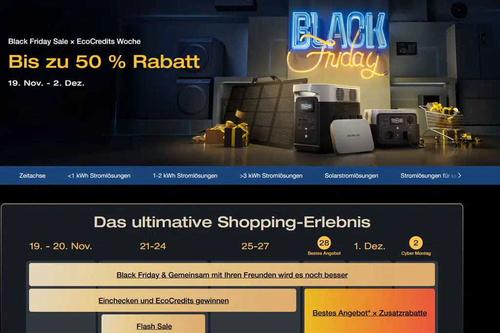 Webseiten-Screenshot EcoFlow